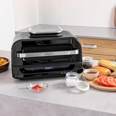 Cecotec Oil-Free Grill Air Fryer 6 L Cecofry FireDome 6000. Air Fryer. 2400 W, 6 cooking modes and 4 grilling levels, adjustable thermostat, including temperature sensor and 6-liter accessories.
