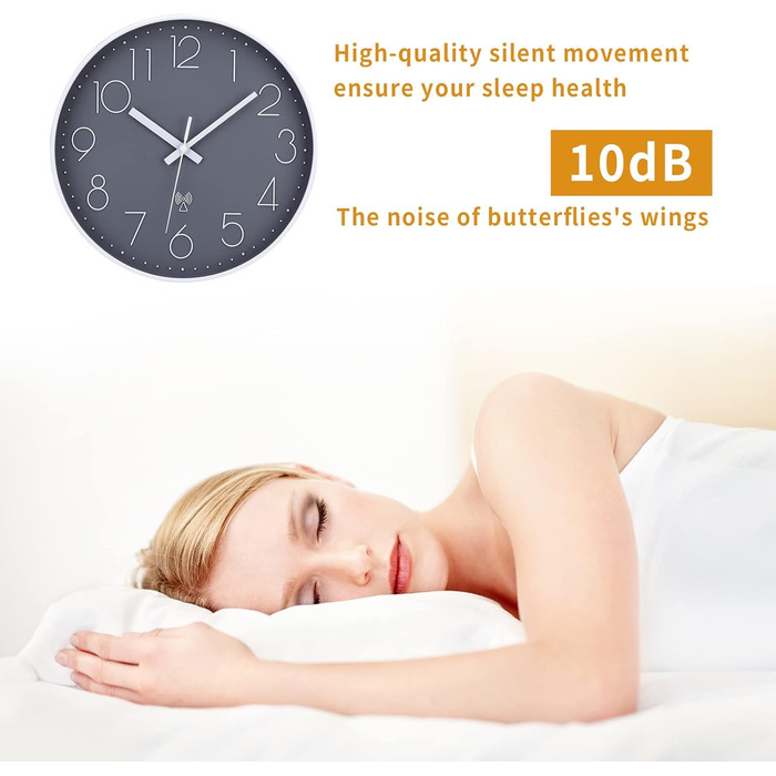 NESIFEE Funkuhr Wall Clock No Ticking Silent Wall Clock Easy to Read Clock for Kitchen Living Room Radio Wall Clock Large 30 cm Living Room Clock Radio Clock Wall Clock Modern Wall Clocks Radio Clock Silent No Ticking