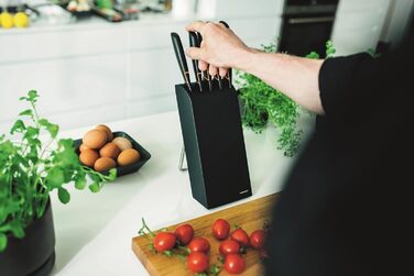 Набір ножів Fiskars Edge 5 предметів, дерев'яний блок (береза) 37 см, чорний