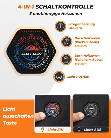 Жіноча грілка для тіла з Powerbank 16000mAh - Грілка з 9 зонами обігріву та 3 рівнями температури, для активного відпочинку, туризму та катання на лижах, чорного кольору, розмір S