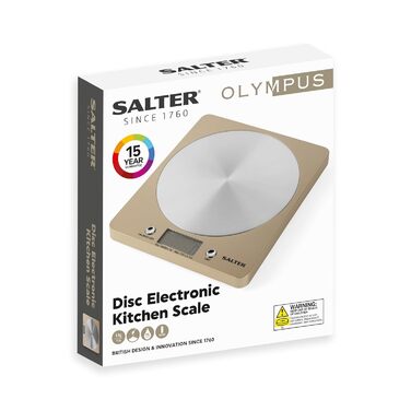 Кухонні ваги Salter 1036 BKSSDR: електронні, цифрові, до 5 кг, з функцією тарування, з нержавіючої сталі, вимірювання рідин (мл/fl. oz), LCD-дисплей