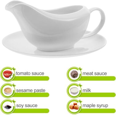 Cabilock Saucepan with Ergonomic Handle, White, Fine Porcelain, Saucepan and Tray for Sauces, Dressings, Salad, Microwave and Dishwasher Safe