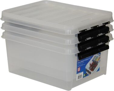 SmartStore 35083903 3-Piece Clipbox Smart Store Classic 15, 14 Liter, transparent