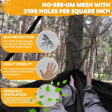 Гамак-москітна сітка NATUREFUN, 300 кг, армійний зелений, 300x200 см