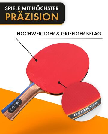 Набір для пінг-понгу DIEKER | 2 ракетки, 3 преміум м'ячі, міцна сумка | Для всієї родини, чорний