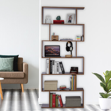 Relaxdays Tall Bookshelf Brown