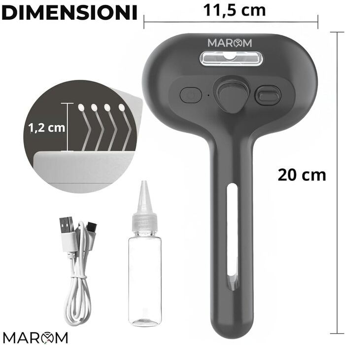 Парова щітка для котів та собак MAROM, самоочисна, для короткої та довгої шерсті, чорна