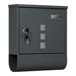 Поштовий ящик WOLTU з газетницею та вікном для імені, замиканий, 2 ключі, антрацит, 30.5x33.5x9 см