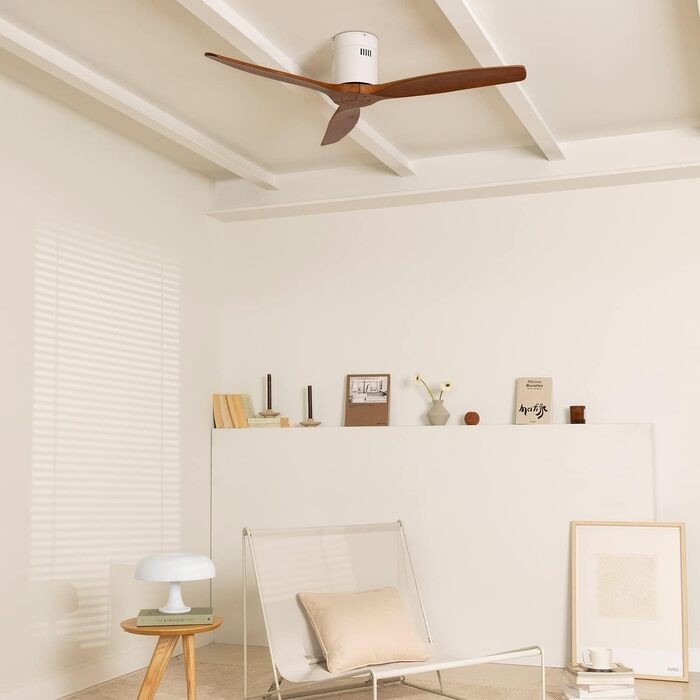 Вентилятор стельовий WINDCALM ABS білий з пультом, 40W, Ø132cm, 6 швидкостей, DC-двигун, літо/зима, без освітлення, тихий, з таймером