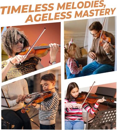 Скрипка Vangoa 4/4: Повнорозмірний комплект для початківців з масивного дерева, червоний, для правшів