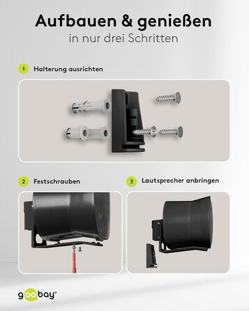 Настінний кронштейн-підставка для колонки Sonos Era 300 від Goobay, чорний, висота 71 см, з кабелеменеджментом, витримує до 3 кг