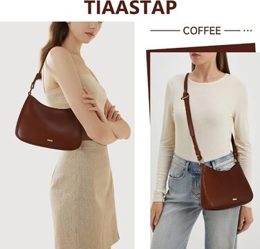 Сумка жіноча TIAASTAP Hobo Y2K через плече, маленька елегантна сумка зі штучної шкіри PU, кофейного кольору для дівчат-підлітків