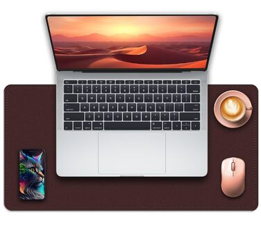 Підкладка на стіл з екошкіри для комп'ютера та миші, водонепроникна, велика - килимок для письма та клавіатури