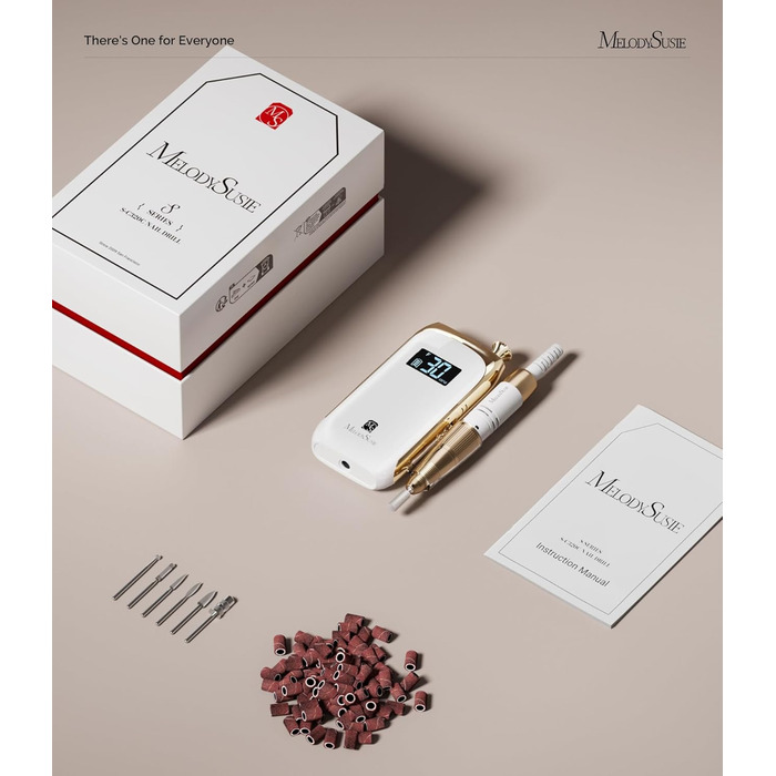Професійний електричний фрезер для нігтів MelodySusie, акумуляторний, для акрилових нігтів, бездротовий, портативний, для манікюру та педикюру вдома та в салоні (Білий)