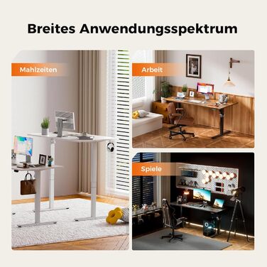 Регульований за висотою стіл Agilestic: електричний, з пам'яттю, ергономічний, для роботи та ігор, 120 x 80 см, білий/коричневий