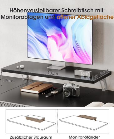 Adjustable Height Standing Desk with Monitor Stand - Electric Ergonomic Desk, 120x60cm & 180x80cm White/Black