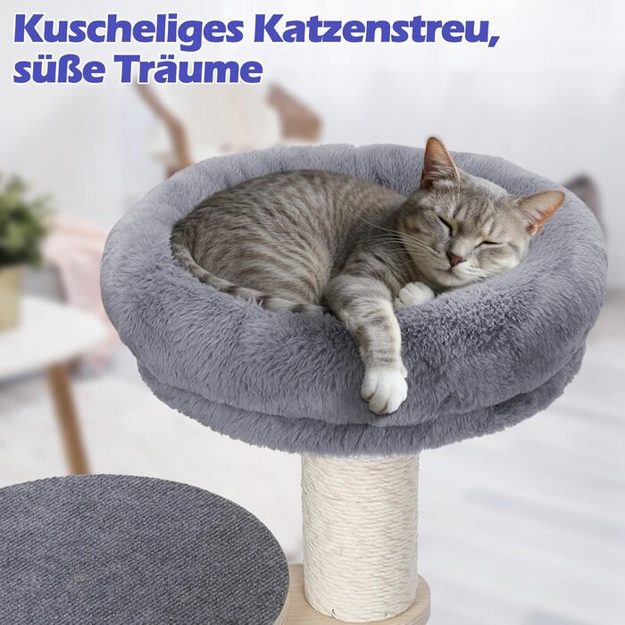 Котячий будиночок-крізьбаум Eukue, 110 см, для великих котів, стабільний, з гніздом та кошиком, з плюшем, до 10 кг, зелений