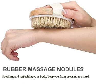 Щітка для пілінгу Uervoton, суха щітка з натуральної щетини Tampico, для проблемної шкіри, целюліту та набряків, покращує кровообіг завдяки пілінгу (з сумкою для зберігання) 1 шт. з сумкою