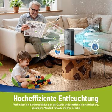 Електричний осушувач повітря 28dB, 2.3L, з фільтром, таймером, для дому та відпочинку