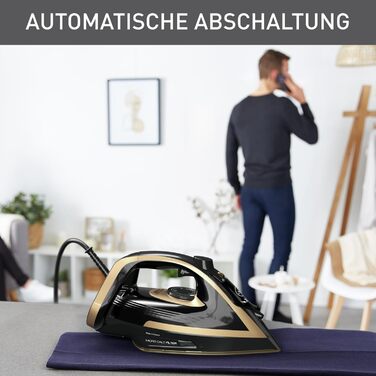 Tefal FV8064 Puregliss Steam Iron | 3000 Watts | 280 g/min Steam Boost | 0-50 g/min Variable Steam | Vertical Steam | Durilium AirGlide Autoclean Soleplate | Micro-Calc Filter | Black/Gold Black / Gold
