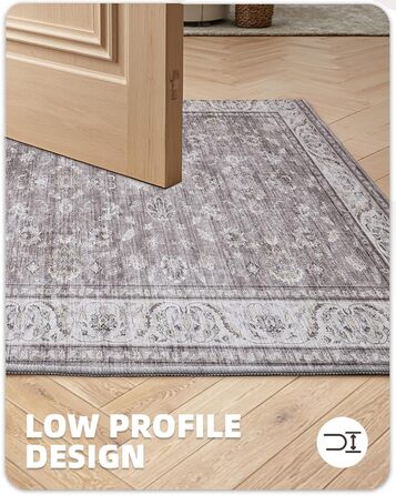 Килимок для дому COLOR&GEOMETRY 60x90 см з TPE-покриттям, сірий (бежевий та сірий-02), низький профіль, легко миється