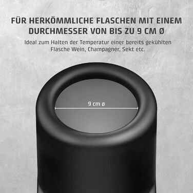 CASO VinoCase Black Single Bottle Wine Cooler - Quiet Operation, 5-18°C Temp