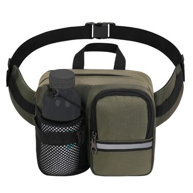 Чоловіча та жіноча поясна сумка-рюкзак на пояс, водонепроникна, для подорожей, спорту та активного відпочинку (чорний, зелений)