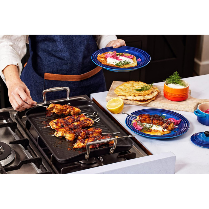 Гриль-плита Le Creuset алюмінієва з антипригарним покриттям, 35x27 см, для всіх типів плит, індукція, антрацит/срібло