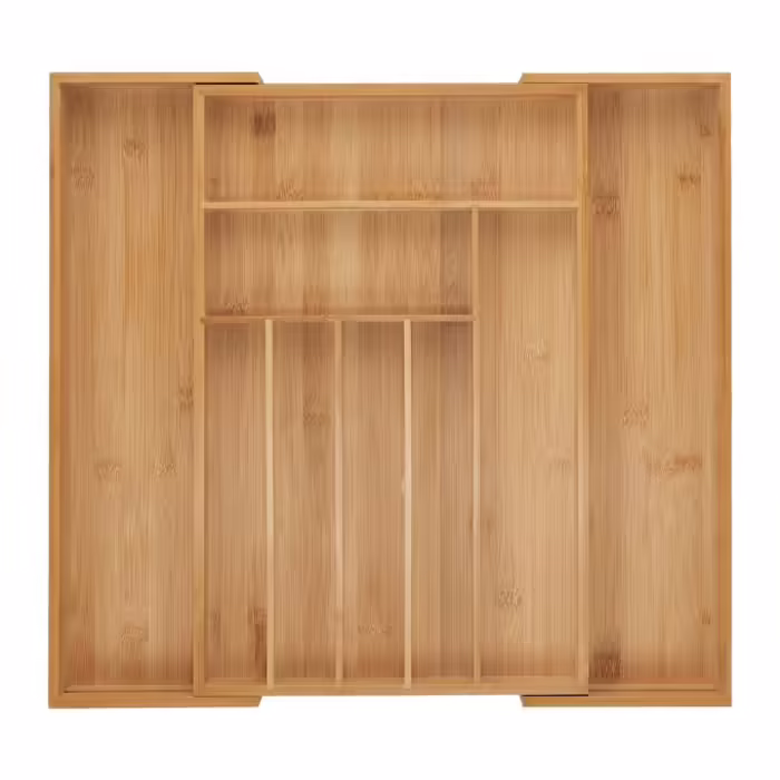 Relaxdays Extendable Bamboo Cutlery Box