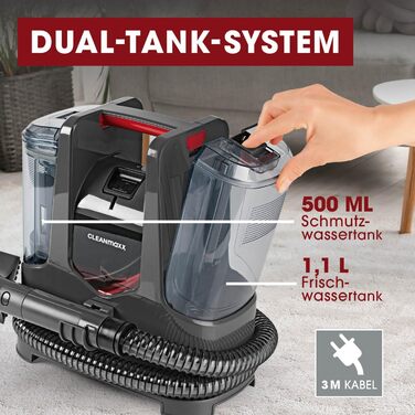 CLEANmaxx Пилосос для м'яких меблів та килимів: видалення плям, компактний, потужний | 400W, 9kPa, чорний