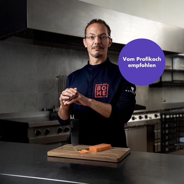 Ніж кухарський Reishunger Profi Chef з дамаської сталі – довгий, універсальний ніж Сантоку з нержавіючої сталі