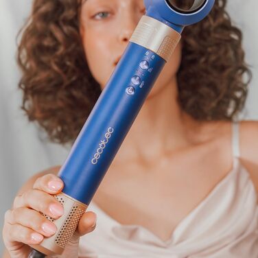 Фен-щітка Cecotec AirGlam Blue 12in1 з Coanda CeramicCare - 12 насадок, 1400W, цифровий двигун, зменшує пухнастість