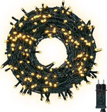 Ланцюжок вогнів 30 метрів: 300 LED, тепле біле світло, 8 режимів, IP44, для дому та саду
