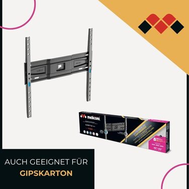 Настінний кронштейн для телевізора Meliconi Slimstyle Plus 400 S, фіксований, для ТВ 40-82 дюймів, VESA 200-300-400, для гіпсокартону, Made in Italy