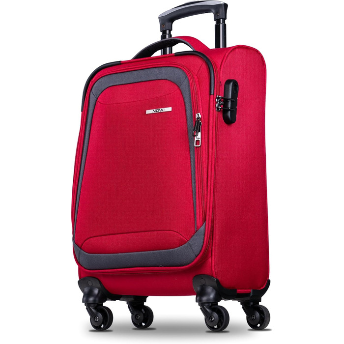 Чемодан NOWI Korfu Weichschaen Troey – середній м'який, з 4 колесами та відділенням для аксесуарів | Компактний дорожній чемодан для жінок та чоловіків (M, Червоний)