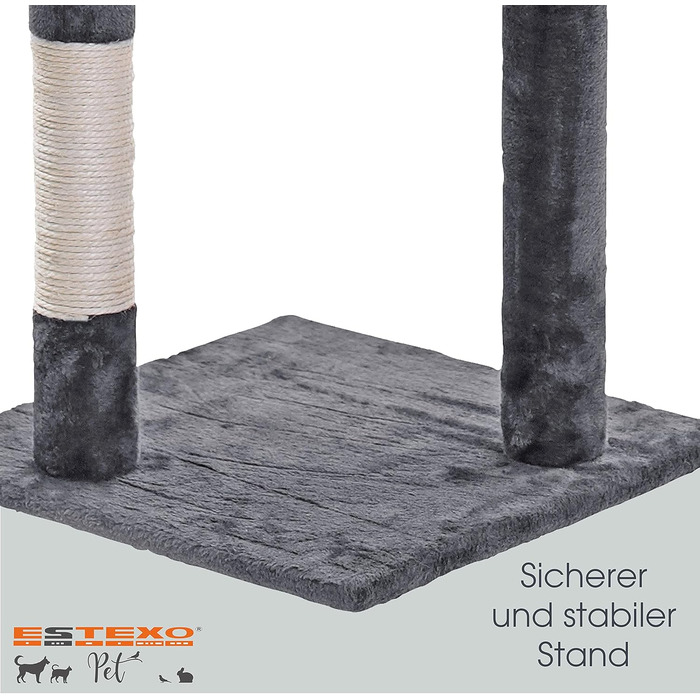 Кігтеточка для котів ESTEXO 112 см, XL, ігровий комплекс, кріпиться до стіни, сірого кольору