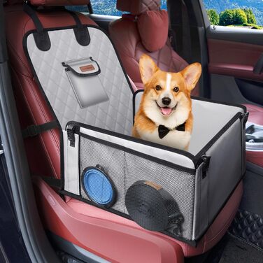 Автокрісло для собак: стабільне, водонепроникне, з підсиленими стінками та ременями безпеки, сіре