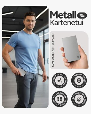Кластинка для карток з RFID захистом та подарунковою коробкою – Мінімалістичний гаманець для чоловіків – Компактний картхолдер з безконтактним захистом (Alpha Collection) 05. Срібний випуск