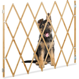 Захисне ґратка для собак Reaxdays: перегородка для дверей та сходів, розсувна, до 116,5 см, 82,5 см висота, натуральне дерево (XL)