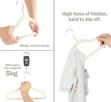 Набір велюрових вішалок для дитячого одягу ilauke (20 шт.), бежевий колір, з антиковзким покриттям