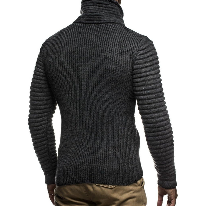 Чоловічий кардиган Leif Nelson з блискавкою, Regular Fit, довгі рукави, антрацитовий/чорний колір, Розмір: M