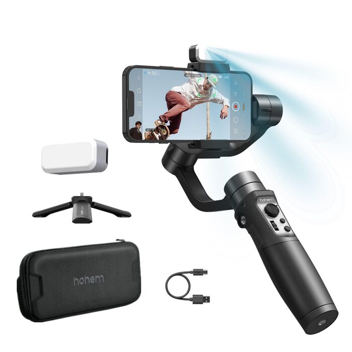 Hohem iSteady Mobile Plus Kit - Стабілізатор для смартфона з підсвічуванням, 3-осьовий, 280г, Android/iOS, для YouTube та TikTok