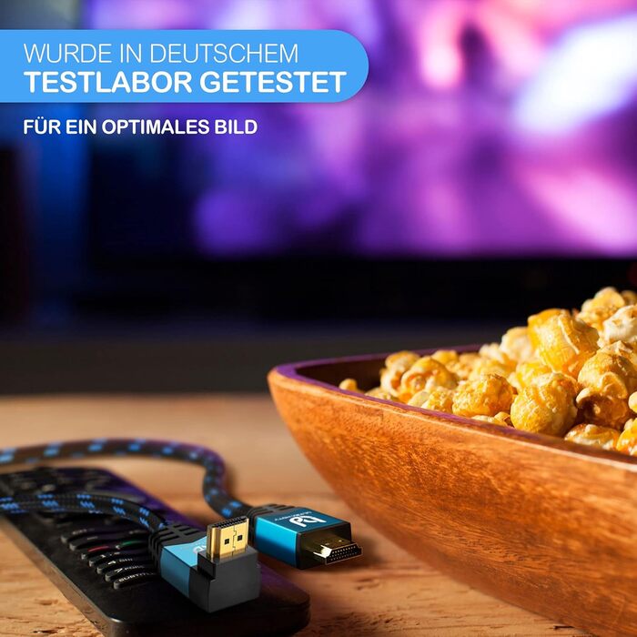 HDMI кабель 3м 4K High Speed 2.0b з кутом 90° - кабель для Ultra HDTV з підтримкою 4K@60Hz та роздільною здатністю 4096x2160, захист від перегинів