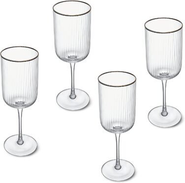 Кришталеві келихи Mikasa Sorrento для червоного вина з золотим обідком, 375 мл, набір 4 шт, без свинцю, елегантний дизайн для свят