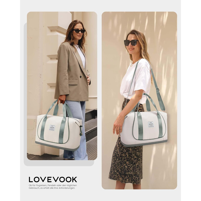 LOVEVOOK Сумка ручної поклажі Ryanair 40x30x20, розширювана, для подорожей літаком, зелена