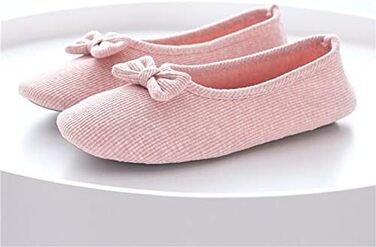 Жіночі дитячі тапочки з бавовни, м'які балетки з милим бантиком, теплі домашні тапочки для дому, спальні, вітальні, офісу (39/40 EU, Рожеві)