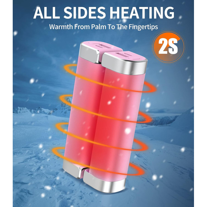 Електричні грілки для рук 5000mAh (2 шт.) - багаторазові, для дітей та дорослих, для активного відпочинку, рожеві