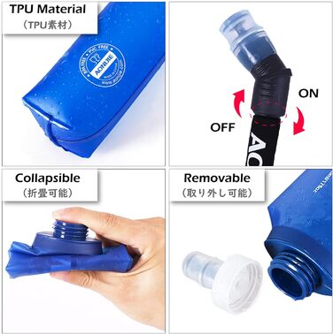 TRIWONDER М'яка пляшка для води TPU 250 мл, набір 2 шт, BPA-Free, з трубочкою, для спорту, рюкзака, велосипеда