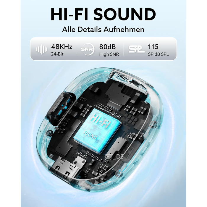 Бездротовий петличний мікрофон USB-C для iPhone 15/16/17 та Android смартфонів: 48kHz/24Bit, Plug-and-Play, 32 години роботи, шумозаглушення, чорний