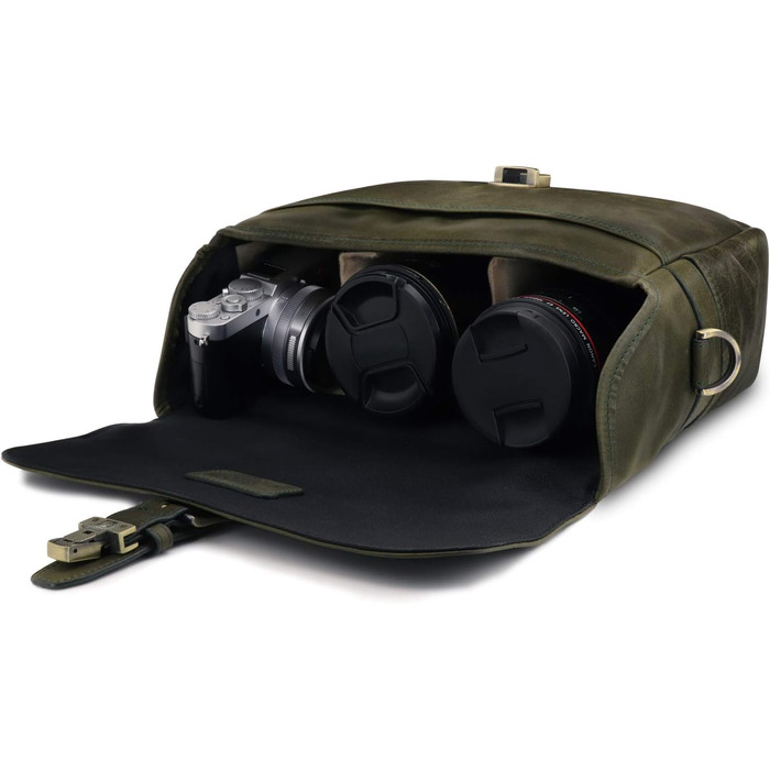 Чохол для камери MegaGear Torres з натуральної шкіри (Olivgrün) для бездзеркальних, моментальних та DSLR камер